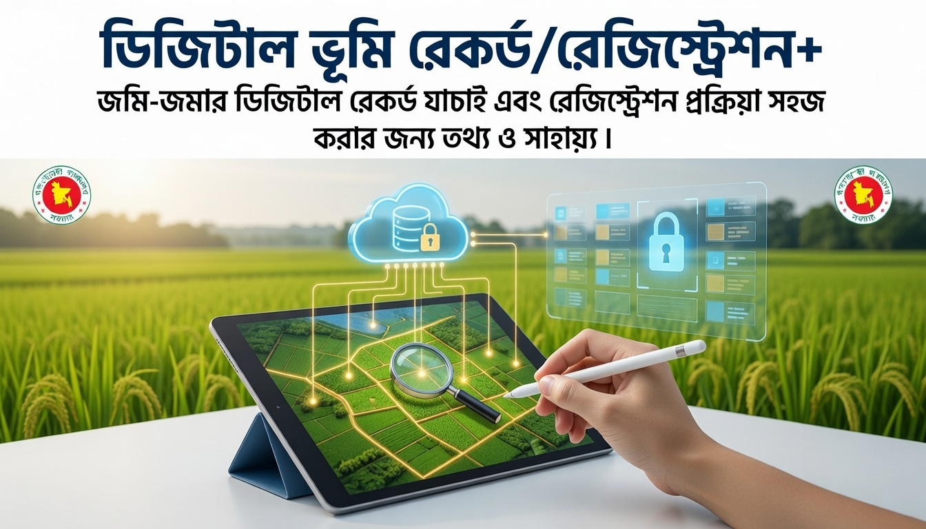জমি-জমার ডিজিটাল রেকর্ড যাচাই এবং রেজিস্ট্রেশন প্রক্রিয়া সহজ করার জন্য তথ্য ও সহায়তা